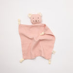 Organic Muslin Bear Lovey Blush with Milk ears