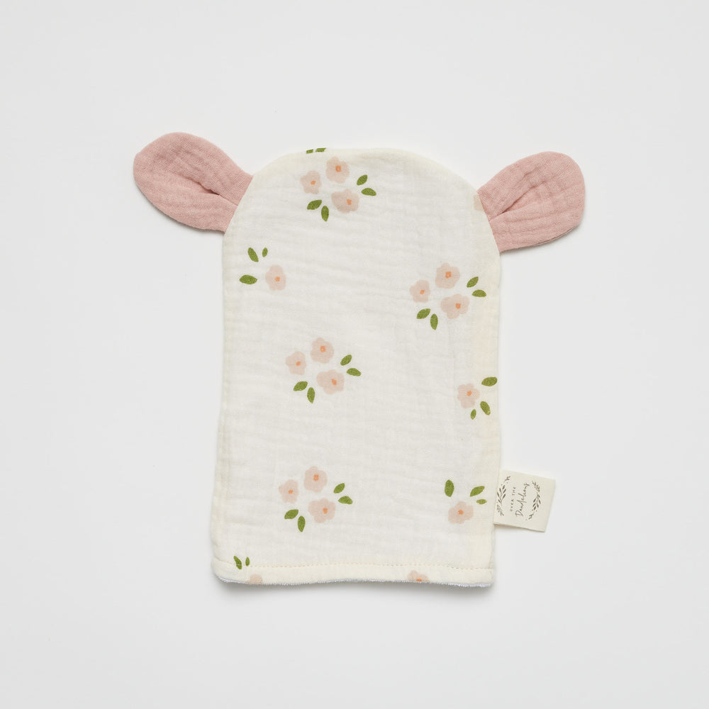 Bear Wash Glove Daisy with Blush ears