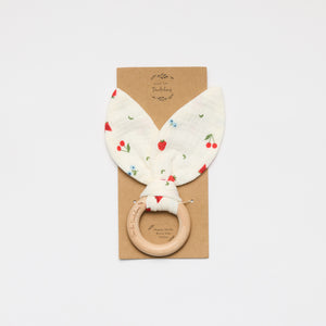 Baby teether bunny ears - strawberry watermelon fruit print 