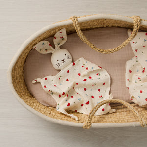 Bunny Lovey Baby Comforter with watermelon and strawberry print 