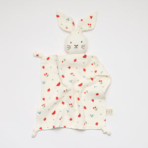 Bunny Lovey Baby Comforter with watermelon and strawberry print 