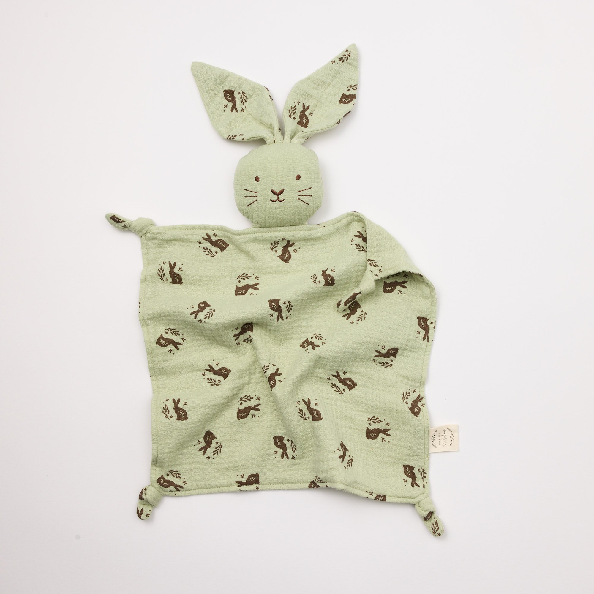 Organic Muslin Bunny Lovey with Meadow Print – Over the Dandelions