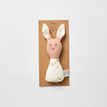 Organic Muslin Bunny Rattle Daisy + Pink