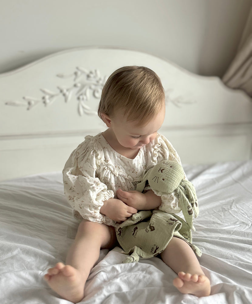 Organic Muslin Bunny Lovey with Meadow Print