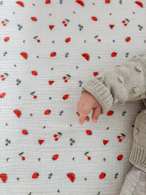 Fitted Cot Sheet - Sweet Pickings PRE-ORDER FOR MID SEPTEMBER