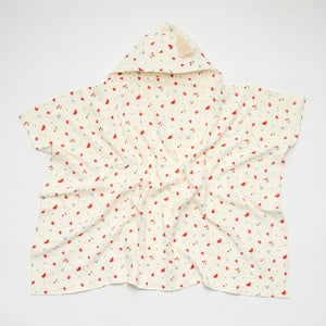 Hooded Baby towel with watermelon and strawberry print
