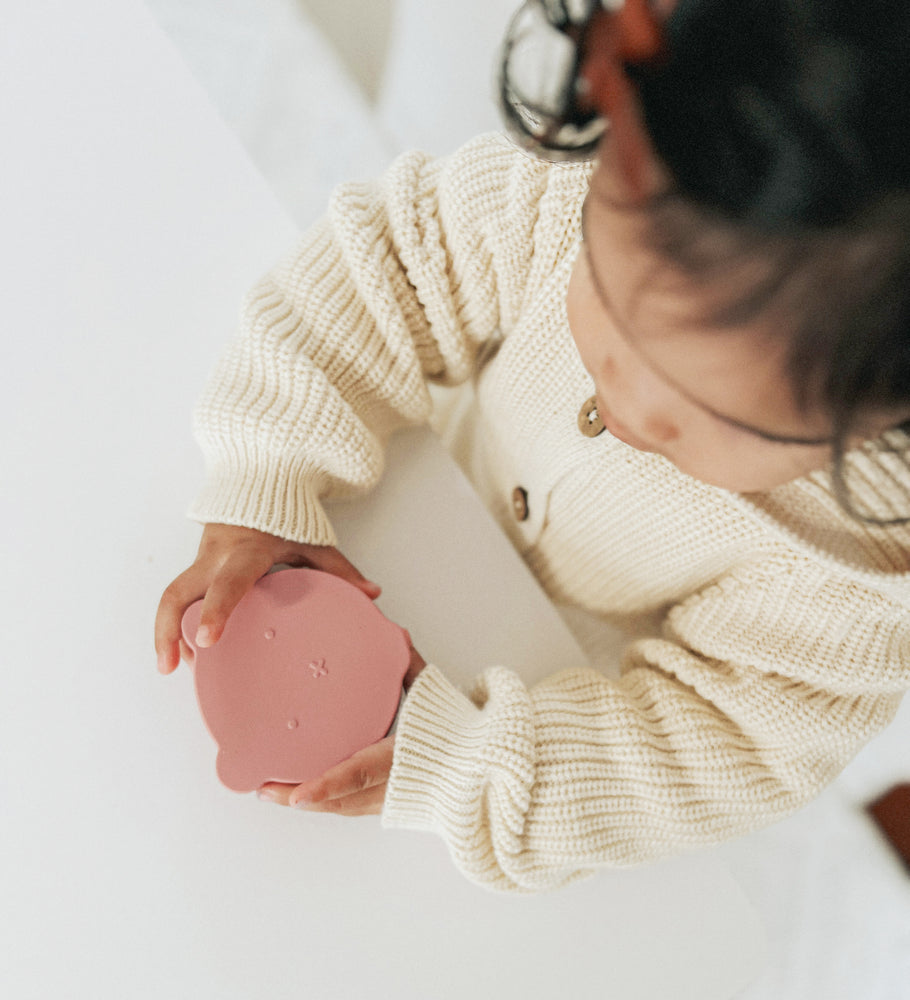 Silicone mini snack box bear pink toddler