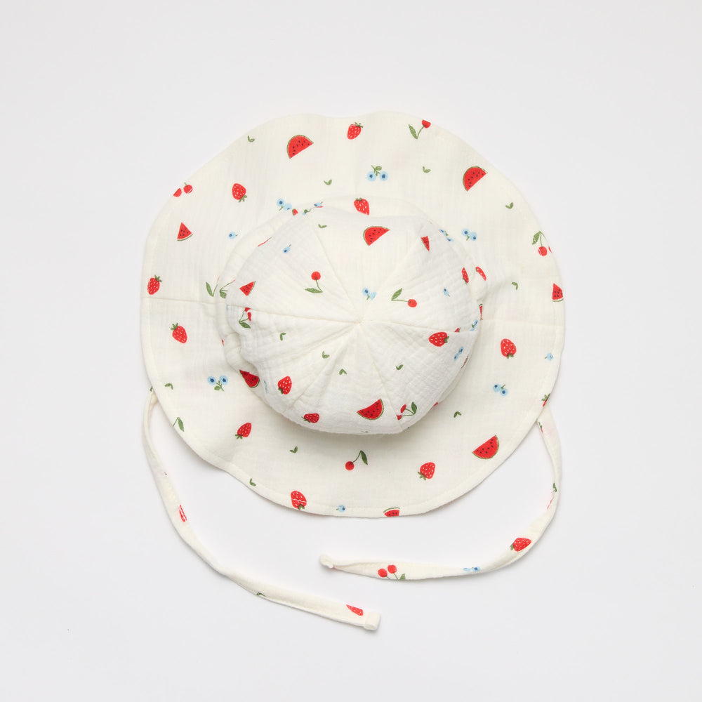 Baby sun hat with watermelon and strawberry print 