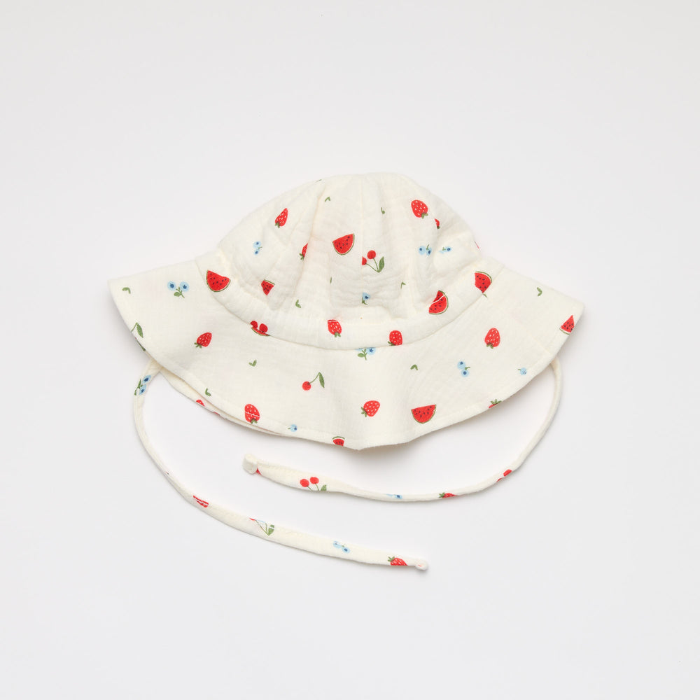 Baby sun hat with watermelon and strawberry print 