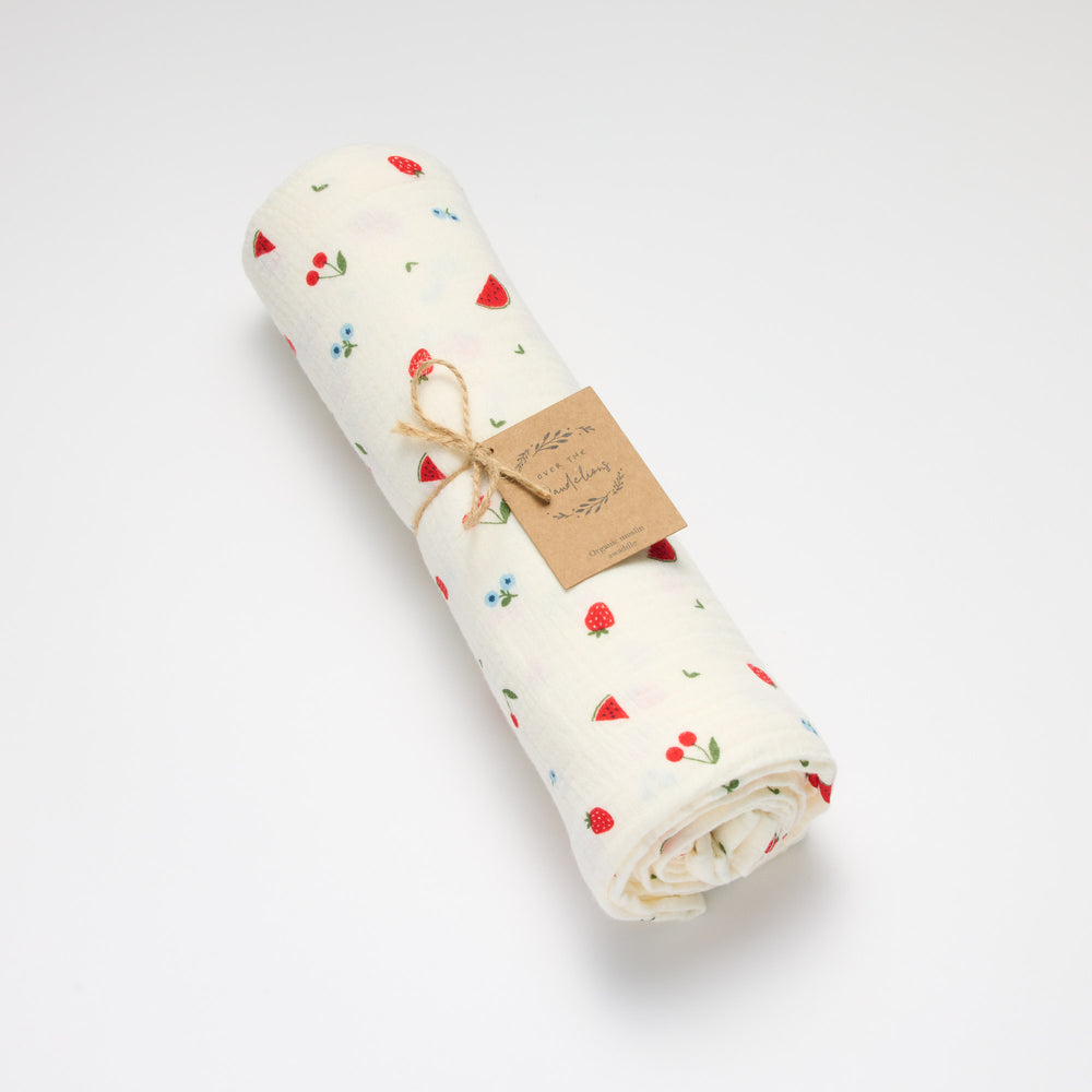Organic Muslin Swaddle - Sweet Pickings PRE-ORDER FOR MID SEPTEMBER