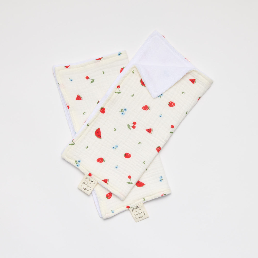 Wash cloth set of 2 with watermelon and strawberry print 