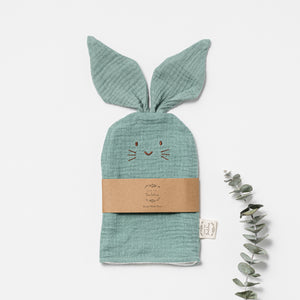 Organic muslin bunny wash glove for baby and child