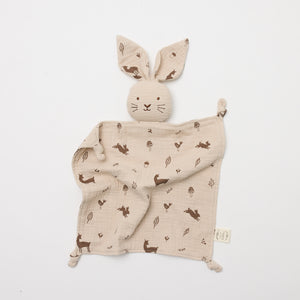 Organic Muslin Bunny Lovey with Woodlands print