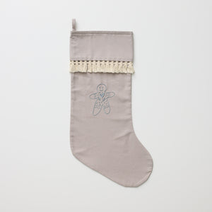 Christmas Stocking Embroidered in Dove Grey