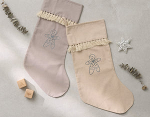 Christmas Stocking Embroidered in Oat