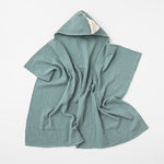 Organic muslin hooded baby towel in sage