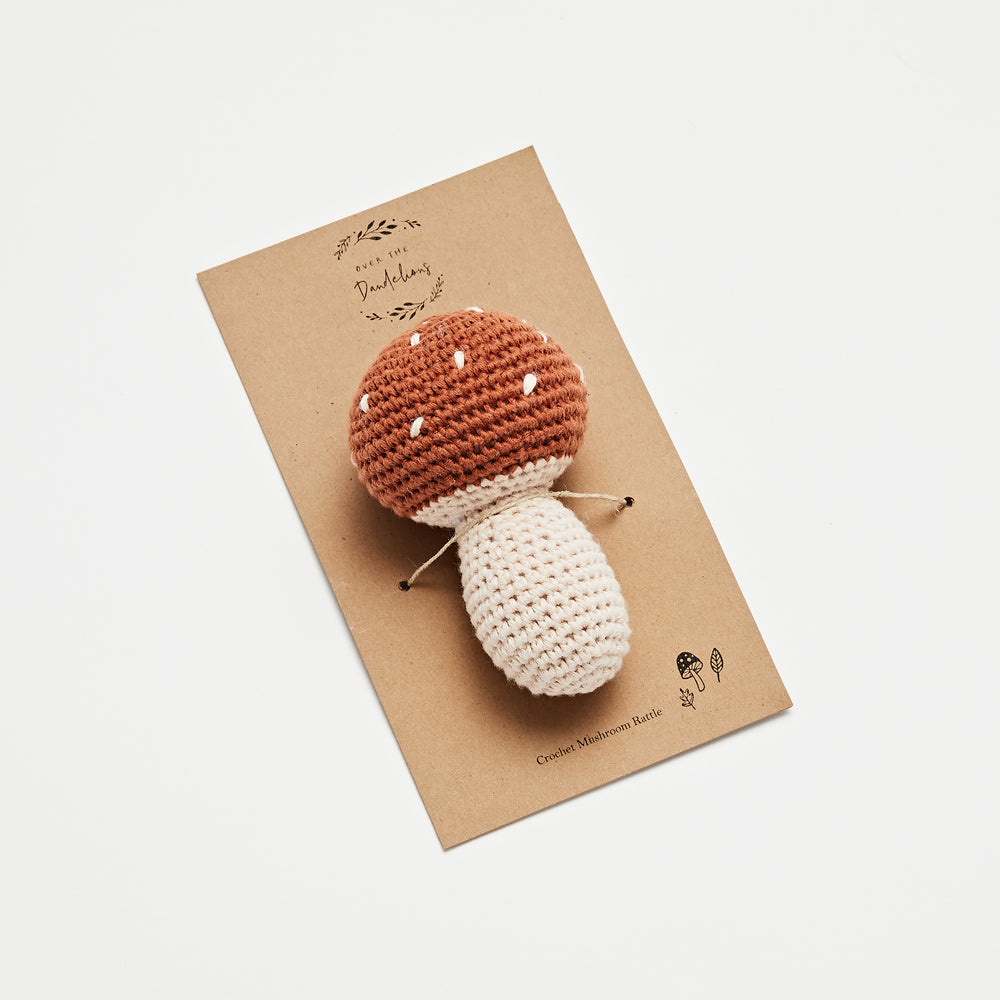 Baby Rattle Crochet Mushroom