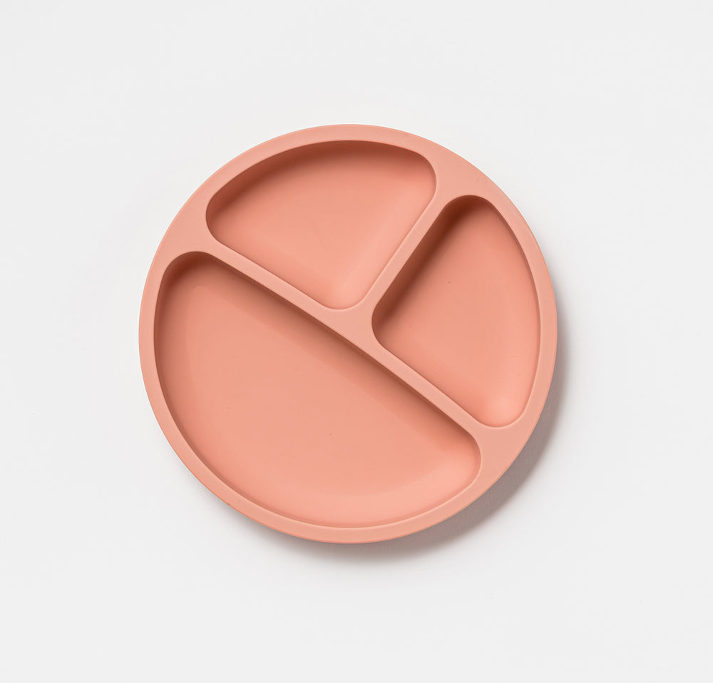 Silicone divided baby toddler plate Pink