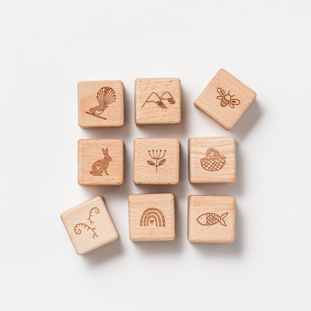 Natural wooden children's block set toy